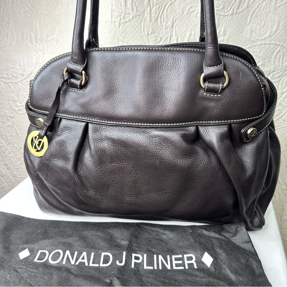 Donald J. Pliner Large Pebbled Leather Satchel Shoulder Bag
